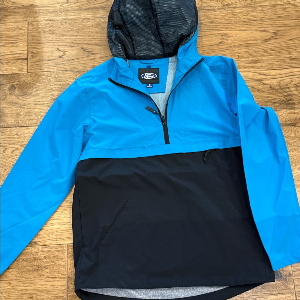 Ford Mustang Blue and Black Pullover Windbreaker